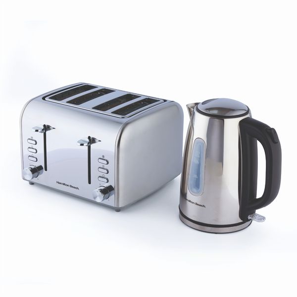 Hamilton Beach Rise Kettle and 4 Slice Toaster Bundle Polish